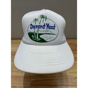 Vintage Diamond Head Oahu Hawaii White SnapBack Trucker Hat NWOT OSFM